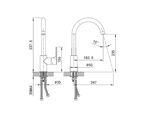 Смеситель для кухни черный IDDIS Cuba CU5BLJ0i05
