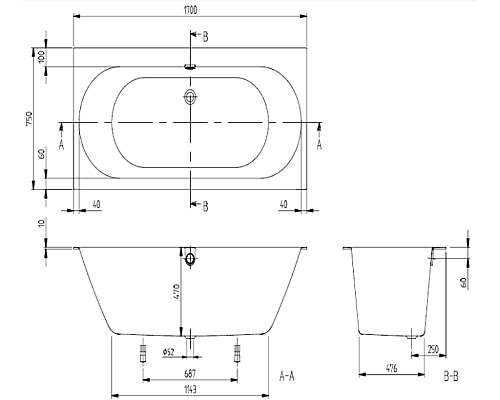 Квариловая ванна Villeroy&Boch Oberon 2.0 170x75 UBQ170OBR2DV-01