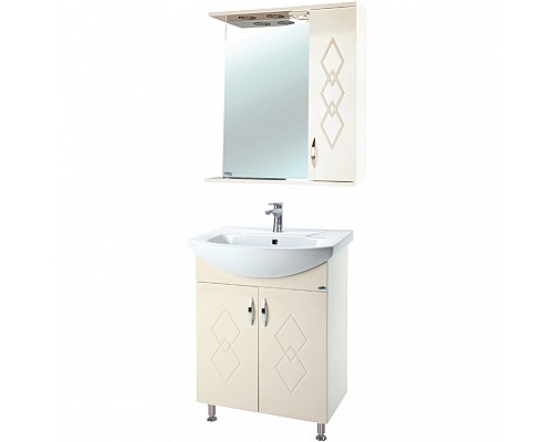 Зеркало со шкафом Bellezza Элеганс 65 R 4618610521073 с подсветкой Бежевое