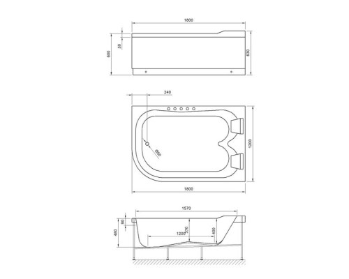 Акриловая ванна Royal Bath Norway De Luxe 180х120 с гидромассажем