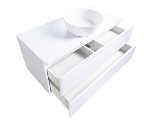 Тумба с раковиной Orange Otto 100 Ot-100TuMDF+B08-360W подвесная Белый глянец