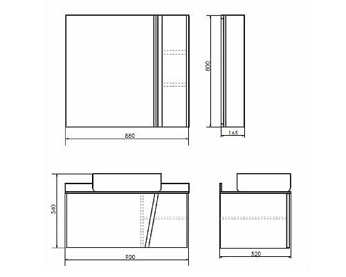 Зеркало со шкафом Comforty Эдинбург 90 00004147981 Бетон светлый