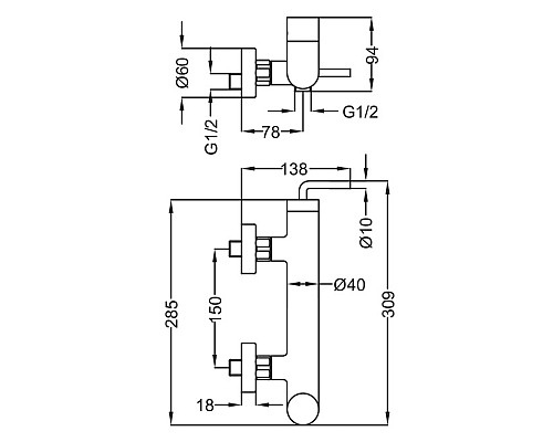 Смеситель для душа Cezares ECO-DM-01-Cr