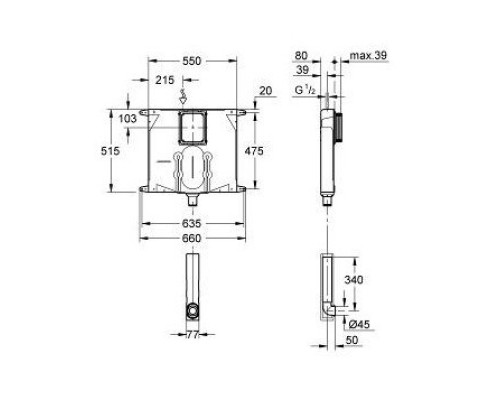 Смывной бачок Grohe для унитаза 80 мм