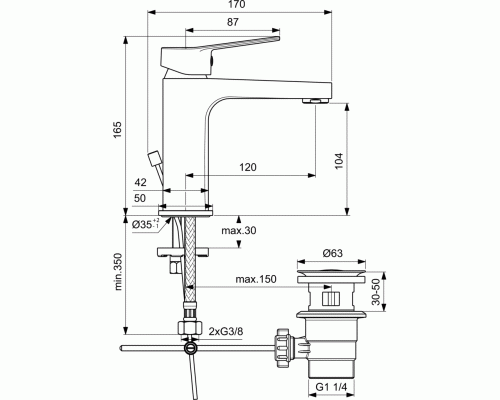 Смеситель для раковины Ideal Standard Entella Хром