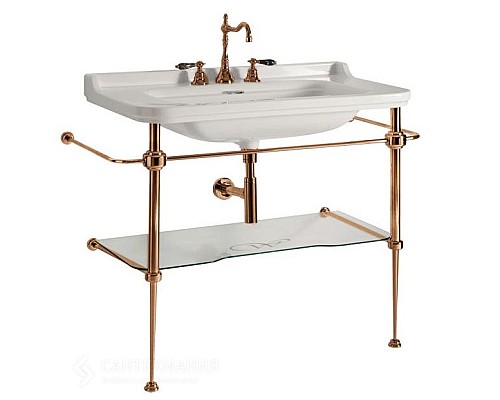 Консоль для раковины Kerasan Waldorf 9196K3br 100 напольная, с полкой, бронза