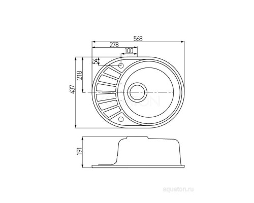 Мойка для кухни Чезана круглая с крылом кофе Aquaton