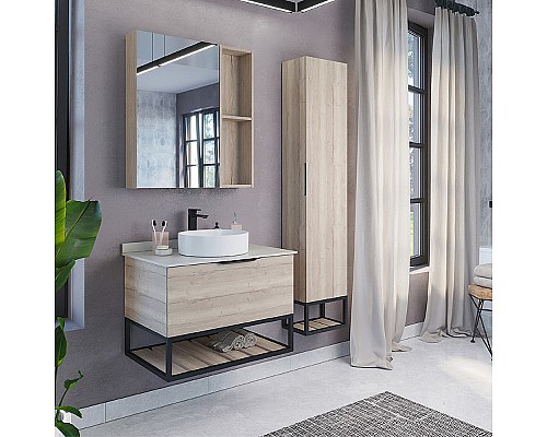 Тумба с раковиной Comforty Порто 75 00-00009321 подвесная Дуб дымчатый