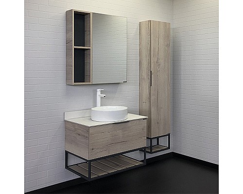 Тумба с раковиной Comforty Порто 75 00-00009321 подвесная Дуб дымчатый