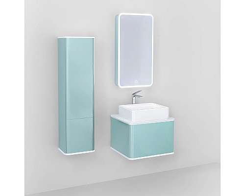 Тумба под раковину Jorno Pastel 58 Pas.01.58/P/BL подвесная Бирюзовый бриз