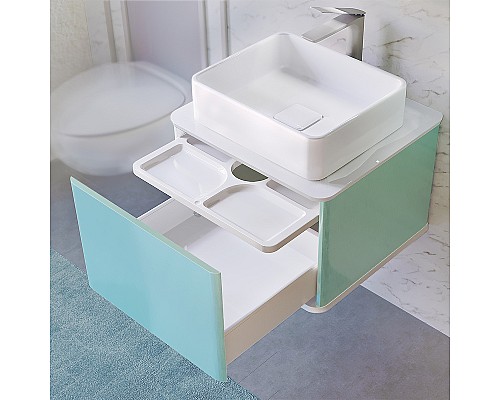 Тумба под раковину Jorno Pastel 58 Pas.01.58/P/BL подвесная Бирюзовый бриз