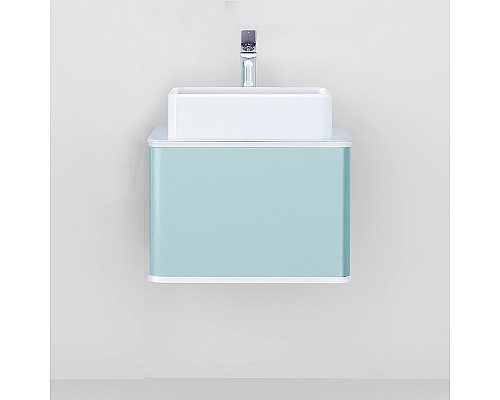 Тумба под раковину Jorno Pastel 58 Pas.01.58/P/BL подвесная Бирюзовый бриз