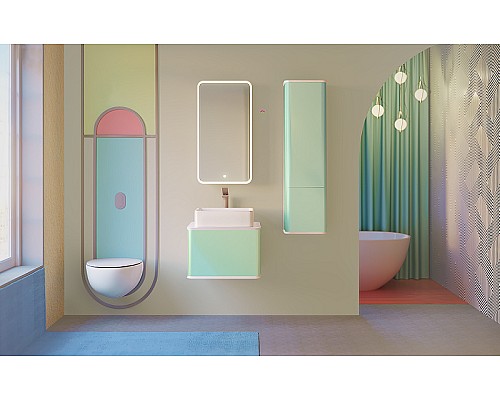 Тумба под раковину Jorno Pastel 58 Pas.01.58/P/BL подвесная Бирюзовый бриз