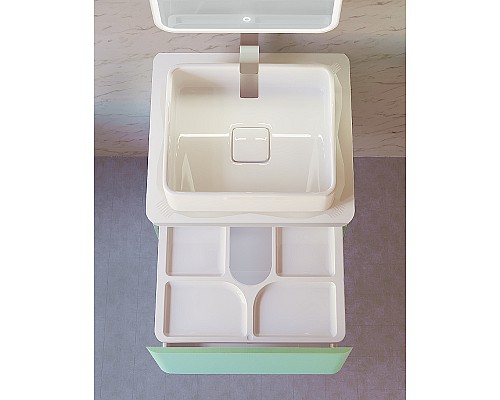 Тумба под раковину Jorno Pastel 58 Pas.01.58/P/BL подвесная Бирюзовый бриз