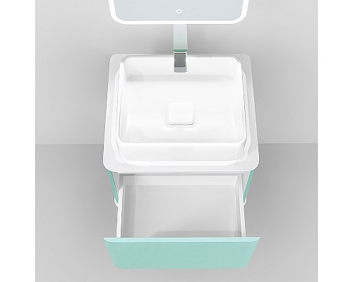 Тумба под раковину Jorno Pastel 58 Pas.01.58/P/BL подвесная Бирюзовый бриз