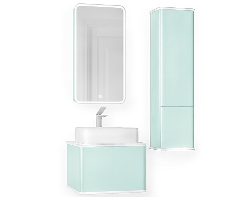 Тумба под раковину Jorno Pastel 58 Pas.01.58/P/BL подвесная Бирюзовый бриз