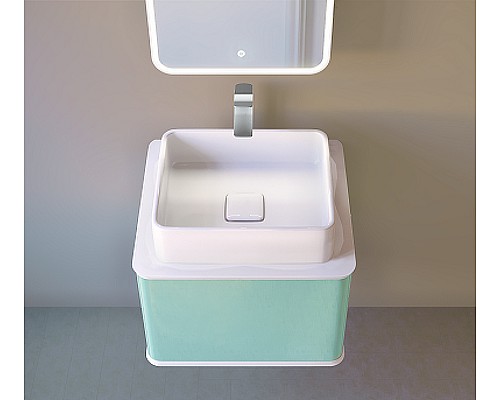 Тумба под раковину Jorno Pastel 58 Pas.01.58/P/BL подвесная Бирюзовый бриз