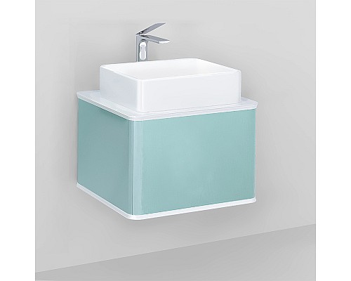 Тумба под раковину Jorno Pastel 58 Pas.01.58/P/BL подвесная Бирюзовый бриз
