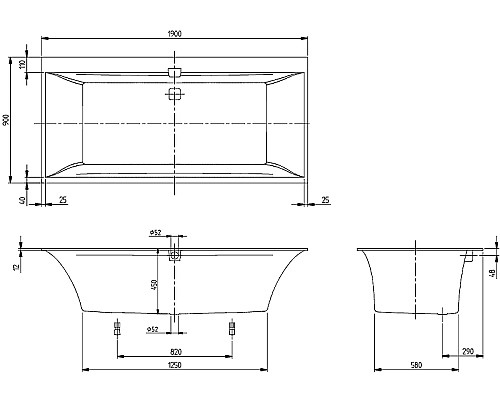 Квариловая ванна Villeroy&Boch Squaro Edge 12 190x90 UBQ190SQE2DV-01