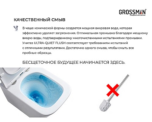 Унитаз Grossman GR-4479SQ подвесной Белый с сиденьем Микролифт