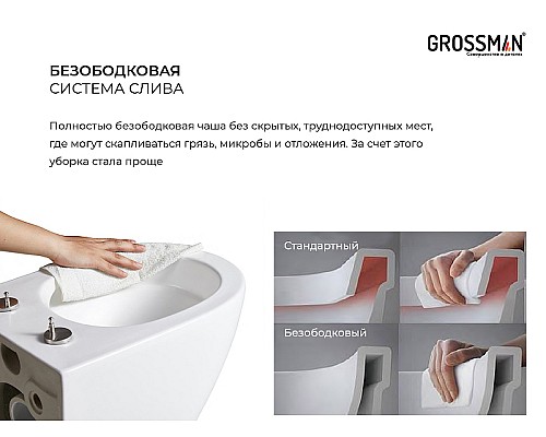 Унитаз Grossman GR-4479SQ подвесной Белый с сиденьем Микролифт