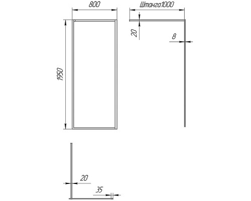 Душевая перегородка Paini 80 Walk-In 80F профиль Черный матовый стекло прозрачное