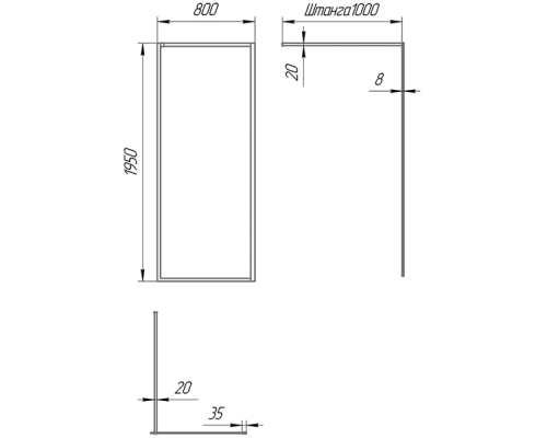 Душевая перегородка Paini 80 Walk-In 80F профиль Черный матовый стекло прозрачное