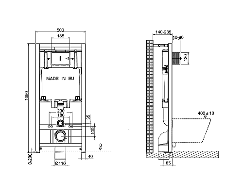 Комплект унитаза с инсталляцией Jacob Delafon Patio E21740RU-00 с сиденьем Микролифт и клавишей смыва