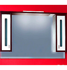 Зеркало со шкафом Бриклаер Бали 120 4627125411809 с подсветкой Венге Белое глянцевое
