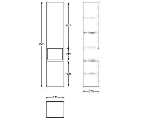 Пенал Kerama Marazzi PLAZA Modern подвесной 170, белый глянцевый