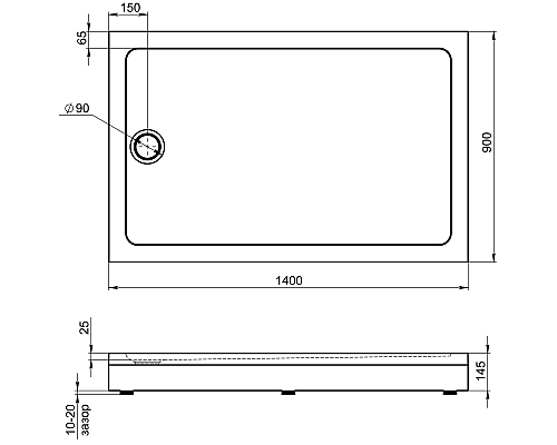Акриловый поддон для душа Bas Олимпик 140х90 ПН00061 Белый