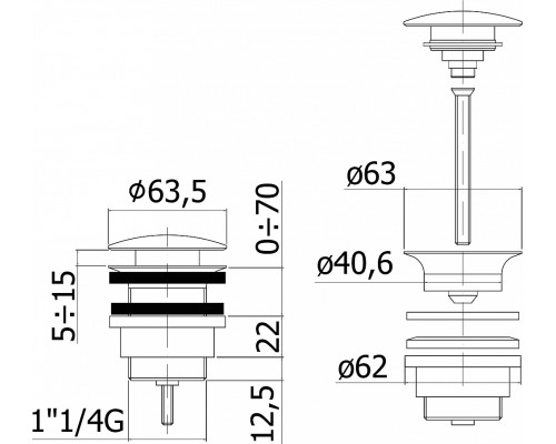 Донный клапан для раковины Paffoni ZSCA050HG золото медовое
