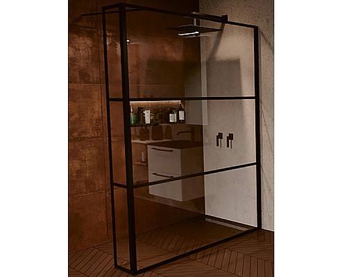 Душевая стенка Riho Grid 100 G004038121 (GB4100030) профиль Черный стекло прозрачное