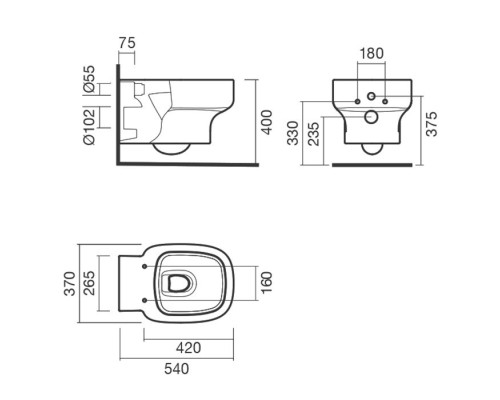 Унитаз Sanitana Be You S10062518200000 подвесной без сиденья