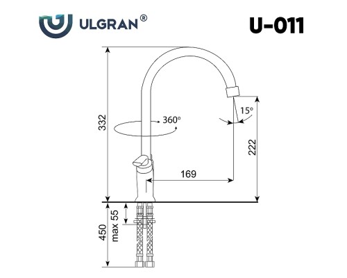 Смеситель для кухни Ulgran Classic Серый