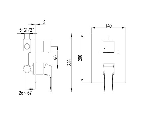 Смеситель Lemark Unit LM4528C для ванны и душа, встраиваемый