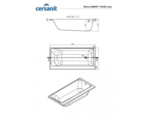 Ванна прямоугольная Cersanit SMART 170 левая