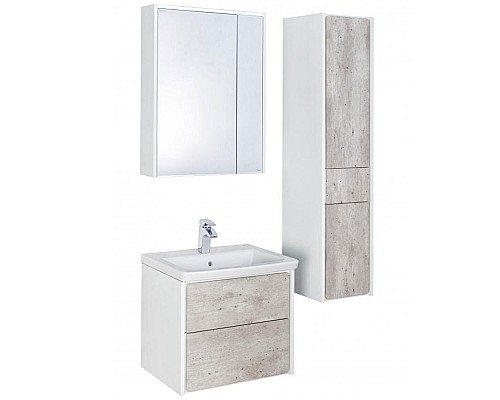 Зеркальный шкаф Roca Ronda 60 ZRU9303007 с подсветкой Бетон Белый матовый