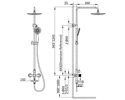 Душевая система Vincea Desire VSFS-1D1MB Черная матовая