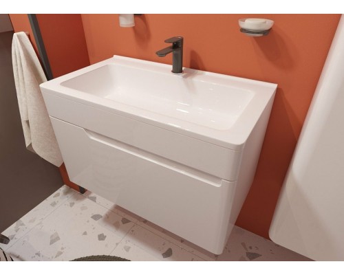 Тумба с раковиной Эстет Kare Luxe 80 ФР-00005718 подвесная Белая