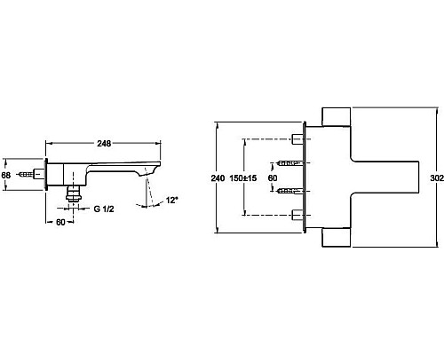 Смеситель для ванны Jacob Delafon E9100CP
