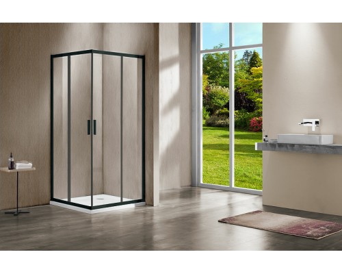 Душевой уголок Vincea Garda 120x110 VSS-1G1112CLB профиль Черный стекло прозрачное