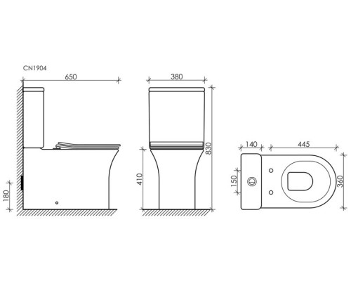 Чаша для унитаза-компакта Ceramica Nova Star CN1904-B