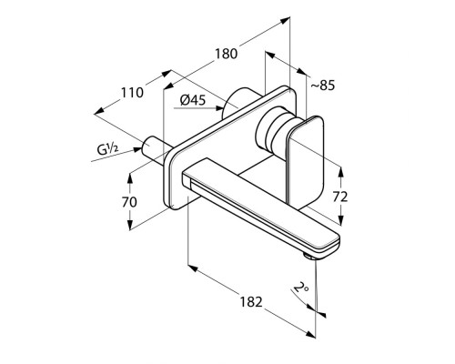Настенный смеситель для раковины Kludi E2 492440575