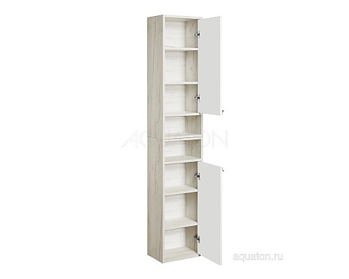 Шкаф - колонна Флай 1-створчатый белый, дуб крафт правый Aquaton 1A237903FAX1R