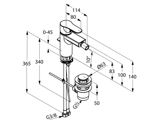 Однорычажный смеситель на биде Kludi Objekta 324160575
