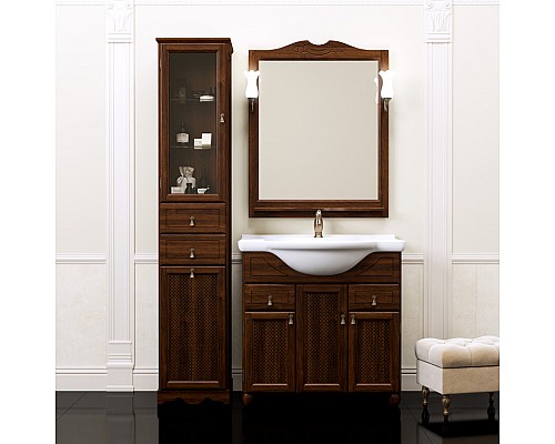 Шкаф-пенал Opadiris Тибет 40 L нагал, матовое стекло, с бельевой корзиной 00000000799