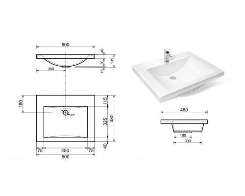 Тумба с раковиной Эстет Monaco 60 ФР-00002264 Белая