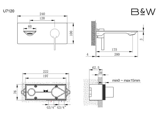 Смеситель для раковины Black&White Universe U7120 Хром
