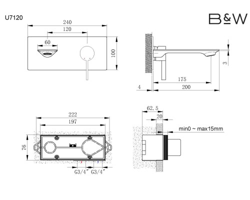 Смеситель для раковины Black&White Universe U7120 Хром